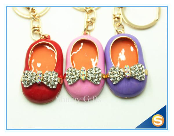 3D Cute Little Shoe Shape Rhinestone Zince Alloy Meta Keychain Rhinestone Bag