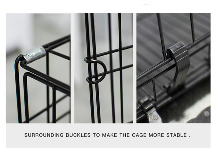 Stainless Steel Foldable Pet Cage Collapsible Metal Pet Crate With Removable Tray