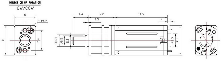 Stable Performance Small High Torque DC Motor 3.0V / 1.5V 8mm Diameter Long Lifespan
