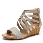 BS120 Slope Heel Roman Sandals Women'S New Bohemian Ethnic Style Retro Open Toe