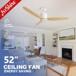 OEM 3 Wooden Blades 52 Solid Wood App Smart Control Ceiling Fan With DC Motor