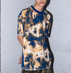 Wholesale O Neck Acid Wash T Shirt Mens , 100% Cotton Material Mens Tie Dye T Shirt from china suppliers