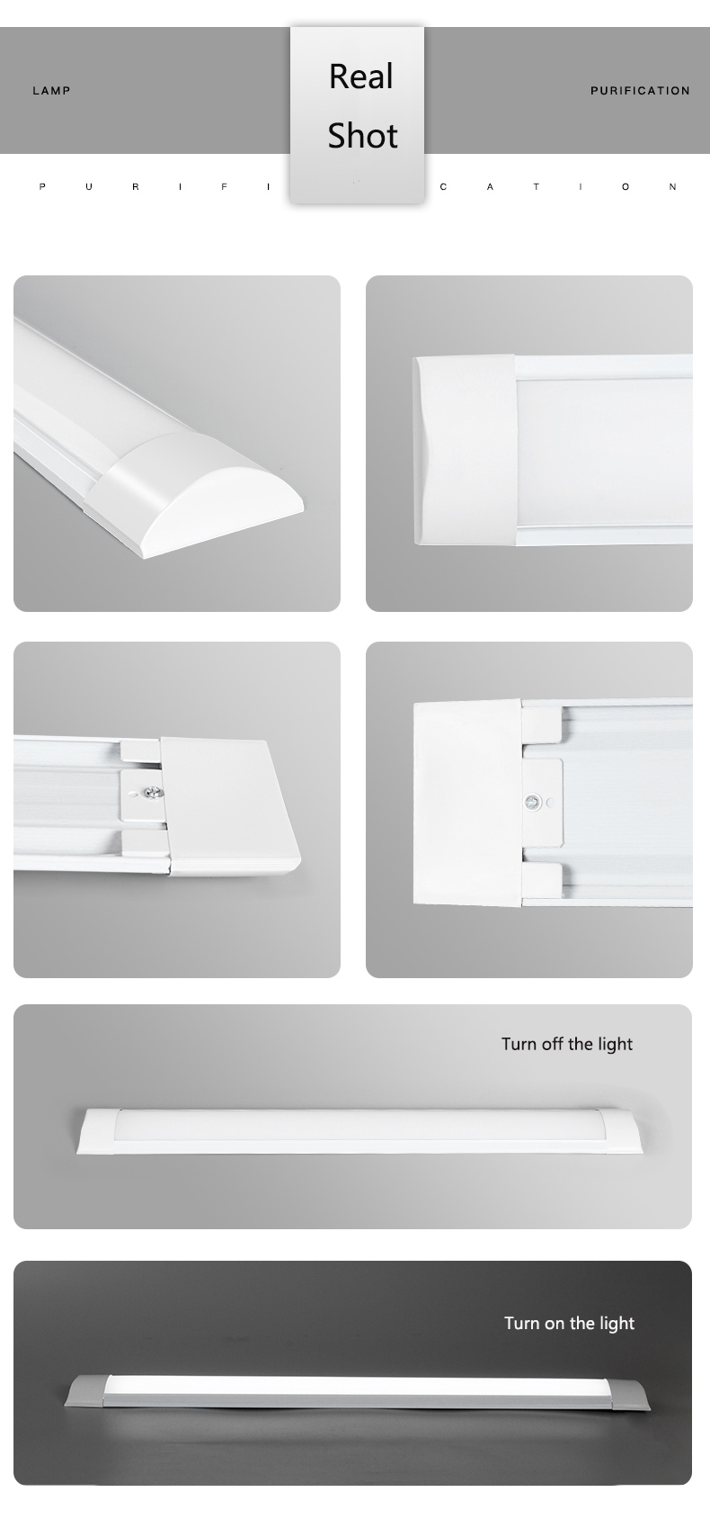 9W 18W 36W 40W 60W 4FT PC LED Batten Purified Fixture Lamp Tube Light for Warehouse