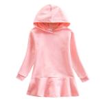 Children'S Dress Clothing Girls Custom Cotton Dress Kids Hooded Sweater Dress
