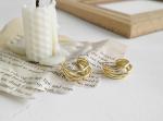 Lanciashow 925 Solid Silver Gold Plated Jewelry Circle Hoop Earrings Three Band