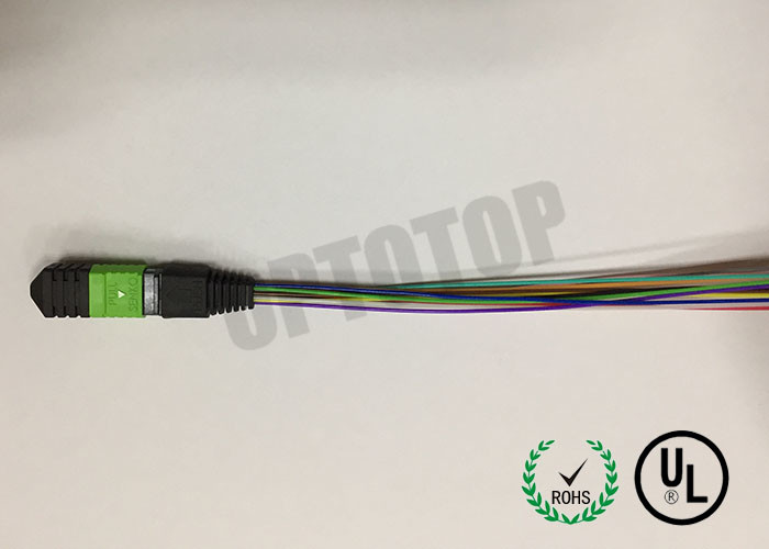 12 Core Fiber Optic Cable , LC / UPC MPO Patch Cord Single Mode 0.9mm Cable