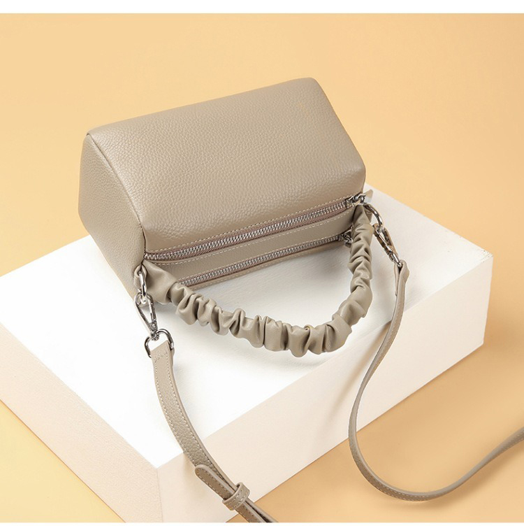 Women's Daily Life Luxury Tote Bag Genuine Cow Leather Double Zipper Shoulder Bag
