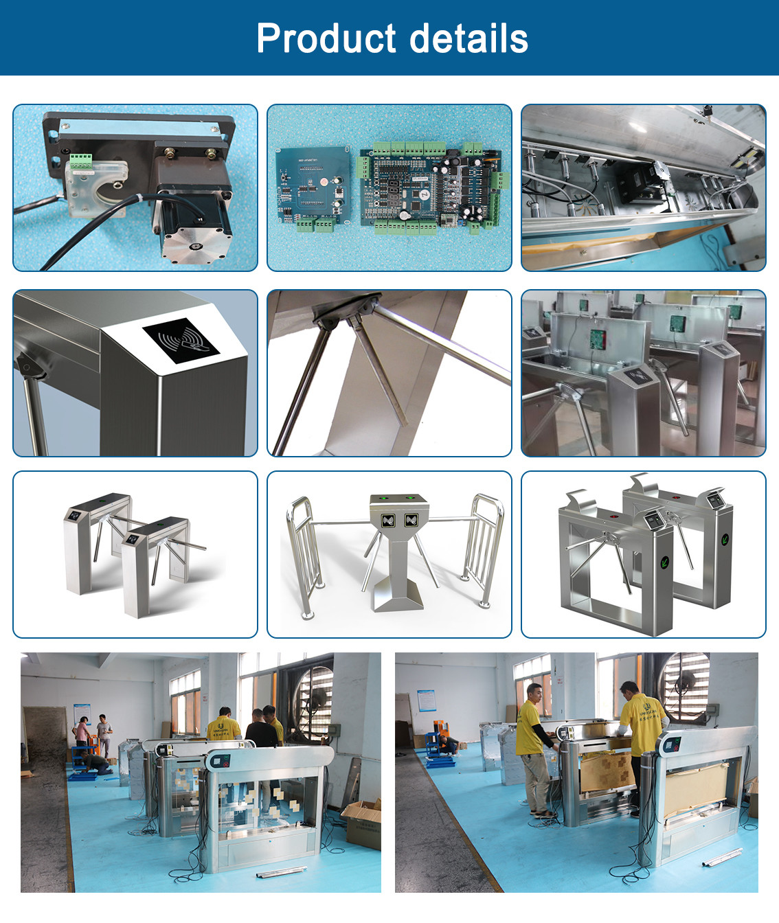 Two Way Open Tripod Turnstile Security Gate 550MM Channel Width