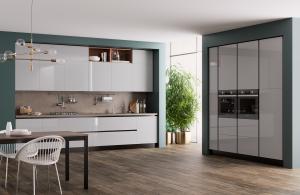 Wholesale Tailored Green And White Kitchen Cabinets L Shaped Lacquer Kitchen Set from china suppliers