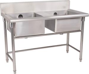 Wholesale Silver Stainless Steel Double Compartment Sink 1.2mm For Restaurant With MDF from china suppliers