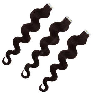Wholesale 100% Mongolian Remy Tape In Human Hair Extensions Seamless Jet Black Body Wave from china suppliers