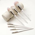 Deluxe White 7 Piece Makeup Brush Set Ultra Soft Fiber Hair Facial Brush Kit