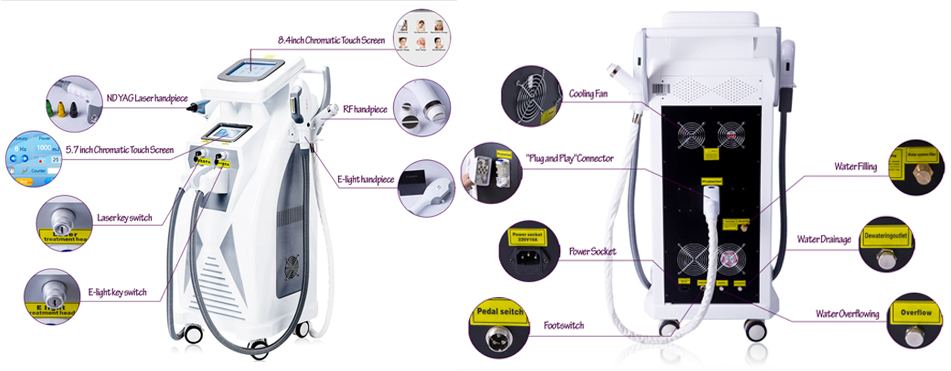 Electrolysis OPT SHR Machine , 4 in 1 IPL SHR Beauty Equipment