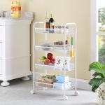 Rustproof 3 Tier Stainless Steel Cart , 10kg Bearing Steel Basket Trolley