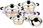 2016 hot sales 6/8pcs cookware set with color +flower &stainless steel classical