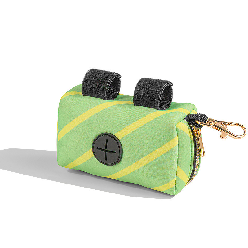 Amazon hot selling neoprene Dog Pet waste Poop waterproof Bag pet Dispenser bag folded Pet Travel Accessories with hook