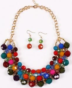 Wholesale Bohemian wild color bead earrings Necklace Set from china suppliers