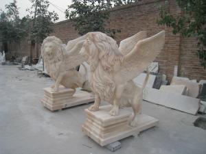Wholesale Front Door Granite 1.8m Height Sitting Lion Sculpture , Stone Carving Sculpture from china suppliers