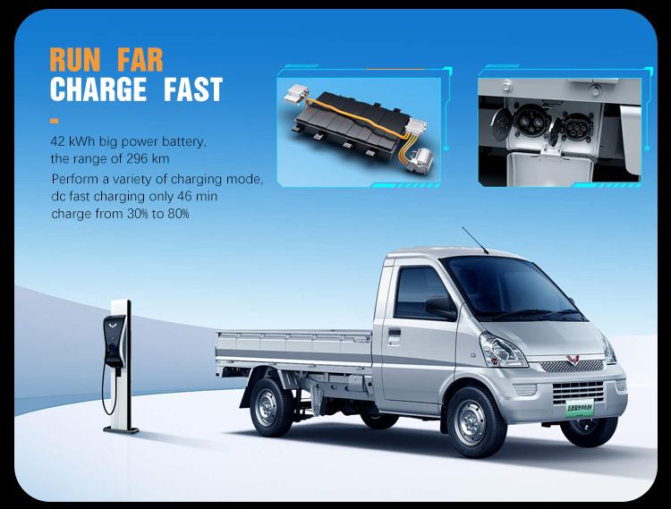 2023 Light Cargo Truck Electric Mini Truck 4x4 Pickup Truck Wuling Auto Van Ev 50 Electric Cars Adults Vehicle