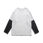 Unisex Casual Two Long Sleeve T Shirt Men Women Spring Autumn Stitching Color
