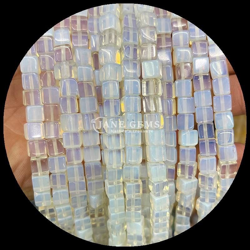 Cube Square Shape Opalite Tiger's Eye Loose Bead Strands for Healing Energy