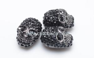 Wholesale Crystal Pave Gun Black Plated Alloy Skull Beads AL13748 Jewelry Beads Findings from china suppliers