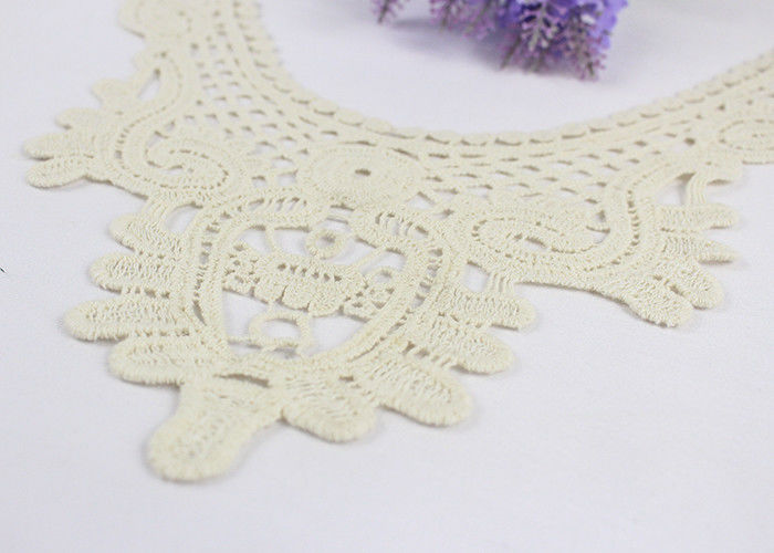 Guipure Lace Collar Applique , Water Soluble Chemical Neckline Applique Trim For Dress