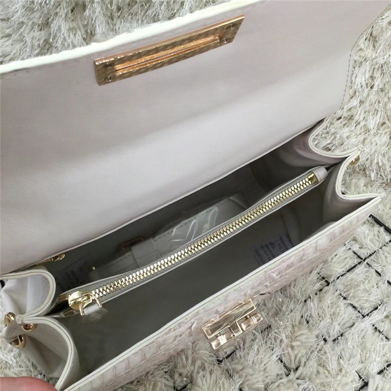 Authentic Crocodile Skin Lady White Purse Genuine Alligator Leather Women Single Shoulder Bag Female Three-way Handbag