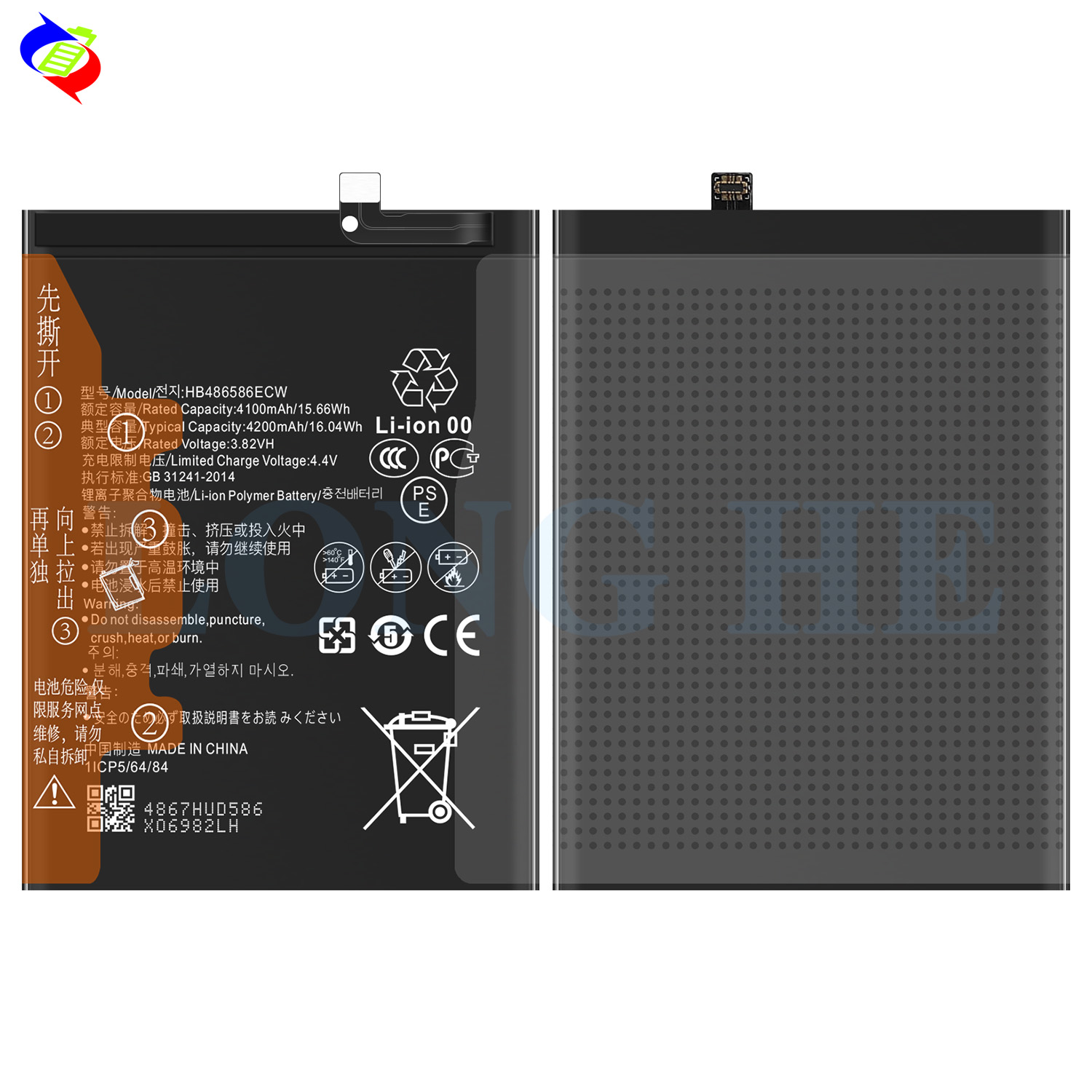 HB486586ECW Li-ion Polymer Battery for Huawei Honor V30 Mate 30 Nova 6 5G P40 Lite Black