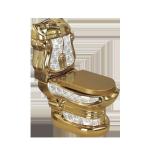 Gold Ceramics Bathroom Toilet Set Floor Mounted WC Two Piece Toilets