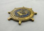 Double Sided Copper, Iron, Brass Quarterdeck Coin with Soft Enamel, Antique Gold