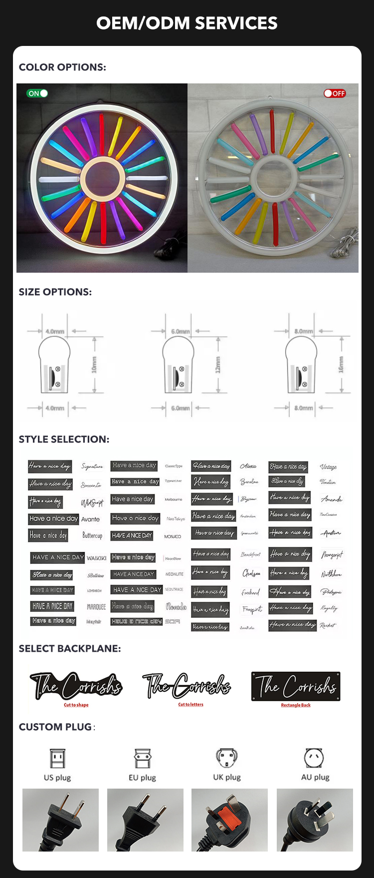 High Density Neon Acrylic Signs 3000K Led Neon Sign With Clear Acrylic Backer