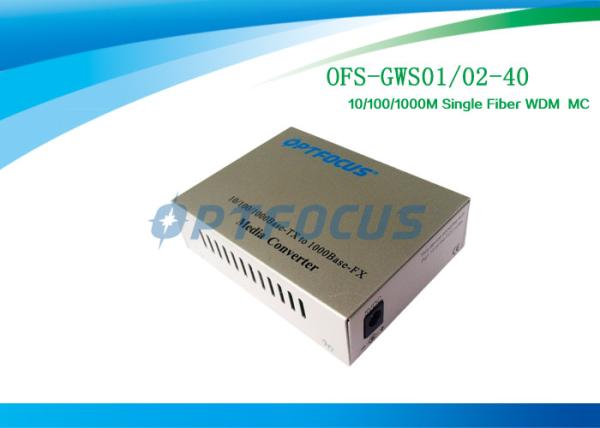 SM 40 Km Fiber Media Converter Single Mode SC 10 / 100 / 1000 Base - Tx to 1000