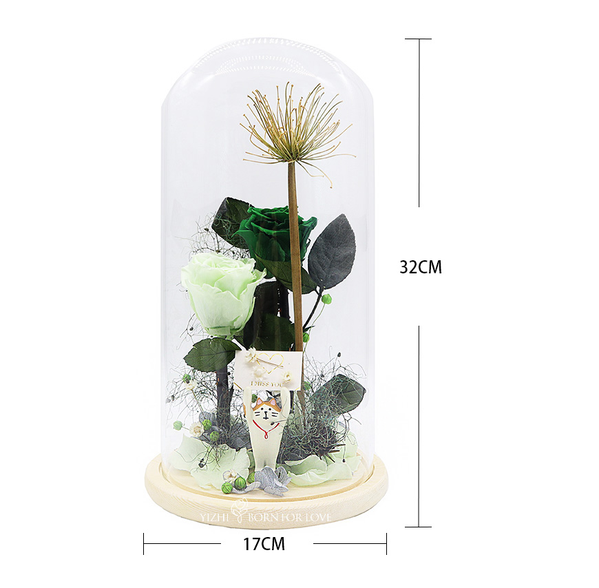 Eternal Roses In Glass Home Cute Decoration Preserved Flower Gift Boxs For Valentine’S Day