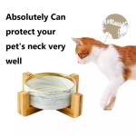 Matted Ceramic Pet Feeders With Wooden Stand For Dogs Cats