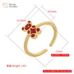 Cute Colorful Enamel Teddy Bear Dripping Oil Rings For Women Girls