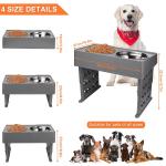 Collapsible Double Elevated Dog Water Bowl Adjustable Stainless Steel