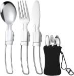 Stainless Steel Folding Knife Spoon Fork, Camping Utensils Set Foldable Travel