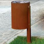 Antique Corten Steel Urban Trash Can Dia 390mm Round Metal Litter Bins