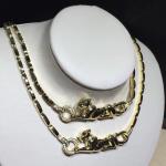 18K Yellow Gold High End Custom Jewelry Panther Necklace With Diamonds / Lacquer