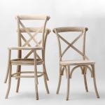 Industrial Stackable Cross Back Wood Chair Soft Cushion Durable For Dining Room
