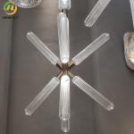 Postmodern Crystal Carved Glass Snowflake Rice Chandelier Villa Duplex Staircase