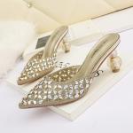 6111-1 Korean fashion pointed shallow mouth high heels sexy thin rhinestone