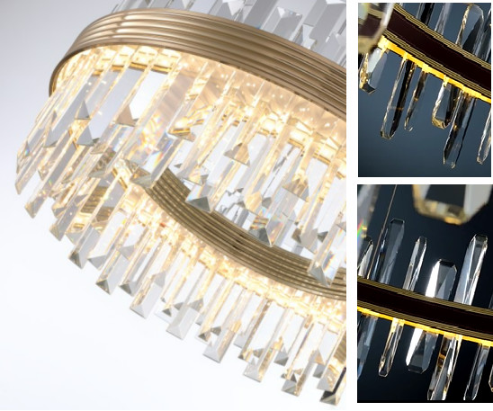 Round Shape Chandelier Crystal Ceiling Light Fixture With Metal Ceiling Plate