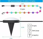 Tuya APP RGBIC Outdoor Lawn Lights Strings Plug 15 Bulbs Wifi