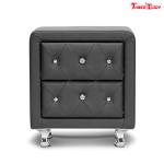 Crystal Tufted Upholstered Contemporary Bedroom Furniture Faux Leather