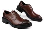 Any Logo Mens Leather Dress Shoes With Stitches Britain Styles Brown Leather