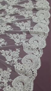 Wholesale 140cm Sequin Beaded Ivory Lace Fabric , White Embroidered Bridal Wedding Lace from china suppliers