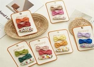Wholesale Floral solid color girls kids accessories fabric bow hairpin cute embroidery flower hairpin color 3 sets from china suppliers