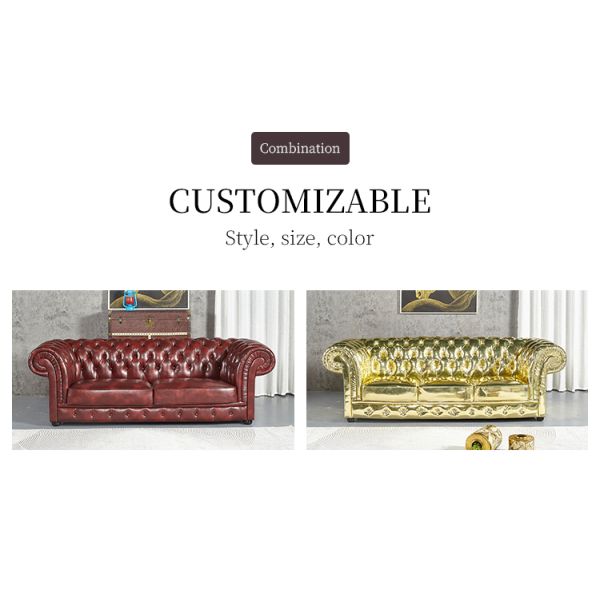 Nidea #862 Classic Retro Design Sofa Vintage Real Leather Sofa Classic Design for Home Hotel Living Room Sofa